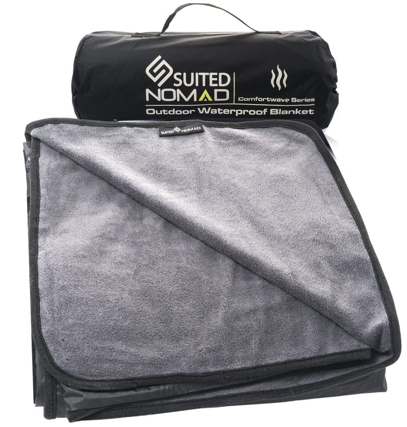SUITEDNOMAD Large Waterproof Outdoor Stadium Blanket, Windproof and Warm Extra Thick Fleece or Quilted Sherpa, Great for Cold Weather Camping, Picnic, Sports, Festivals - Image 1